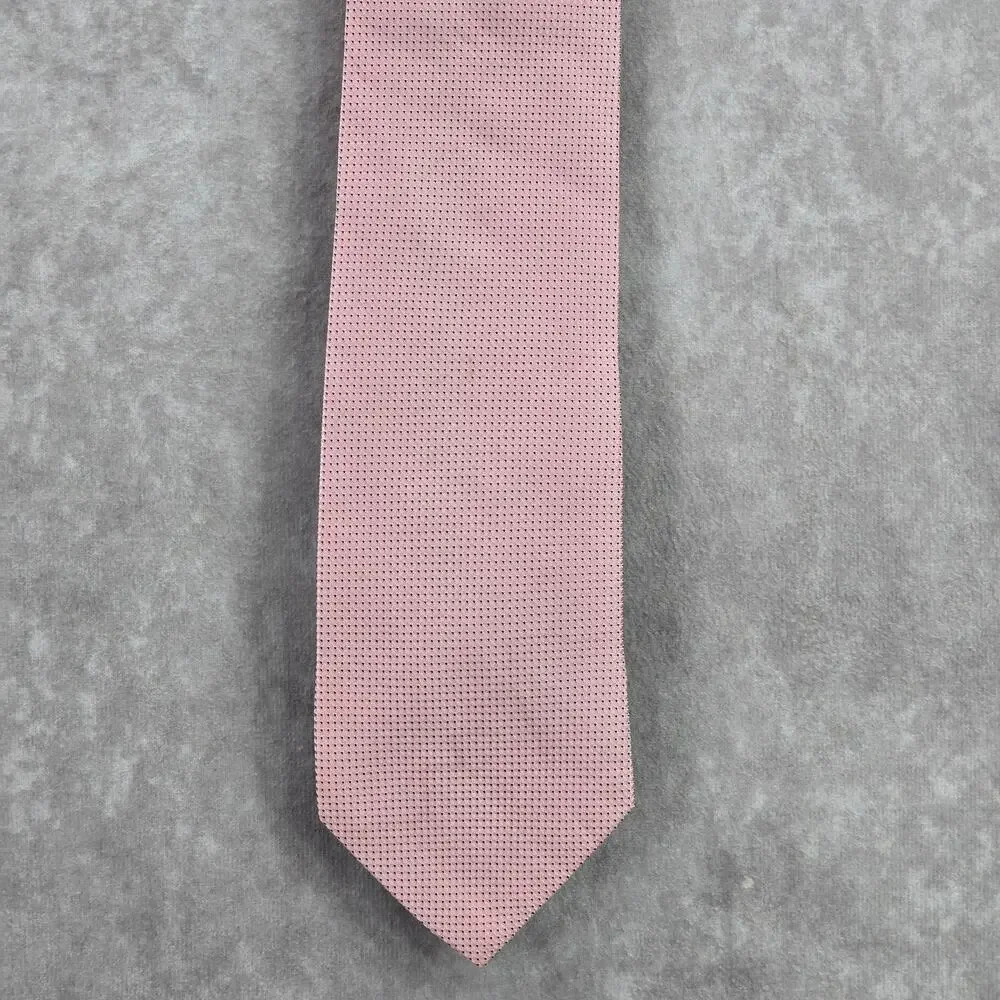 Bruno Pirttelli Pink Gray Polka Dot Geometric 100% Silk Men's Neck Tie